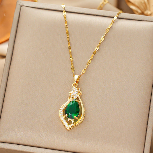Gouden Smaragden Druppel Hanger Ketting