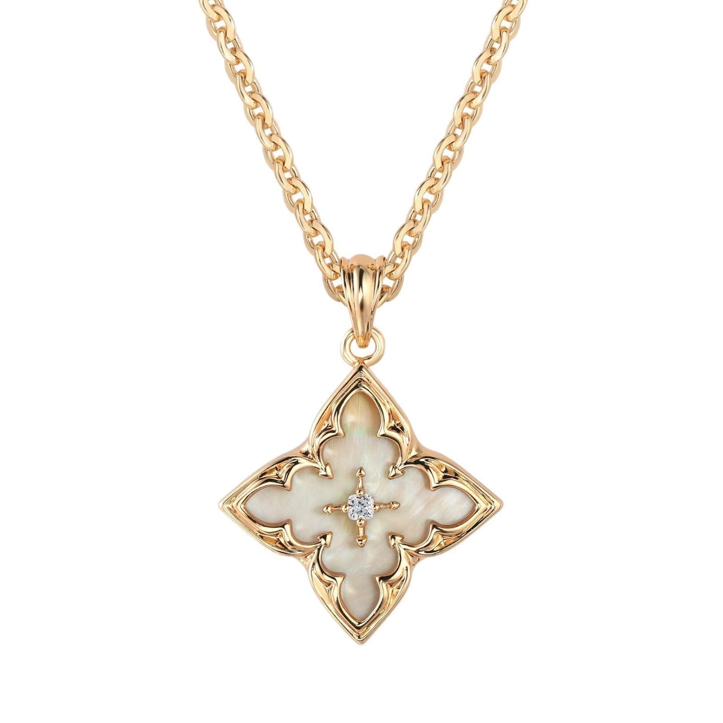 Blauwe Clover Hanger Ketting | Goud