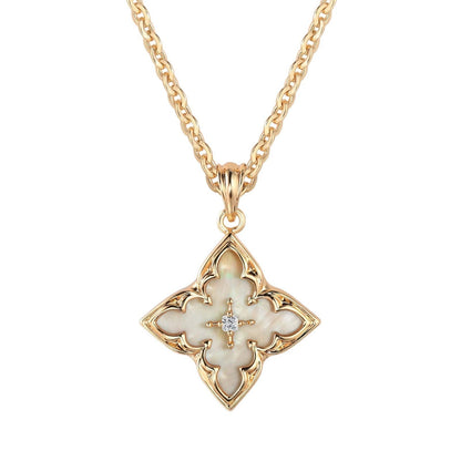 Blauwe Clover Hanger Ketting | Goud