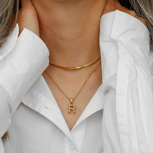 Fiona Gelaagde Gouden Initiaal Letter Ketting