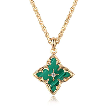Blauwe Clover Hanger Ketting | Goud