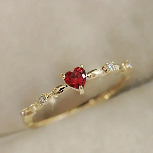 Gouden Robijnen Hart Ring