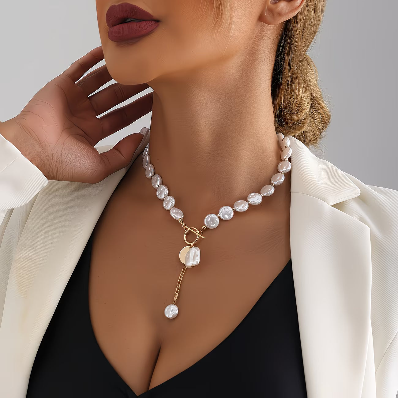 Barokke Parel Toggle Ketting