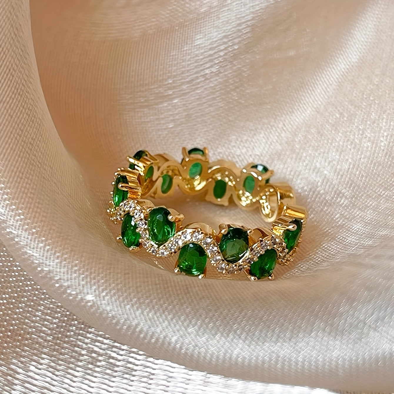 Calira Sparkling Smaragden Open Ring | Goud