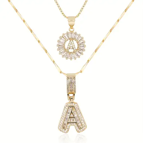 Pavé letter Initiaal Ketting set | Goud