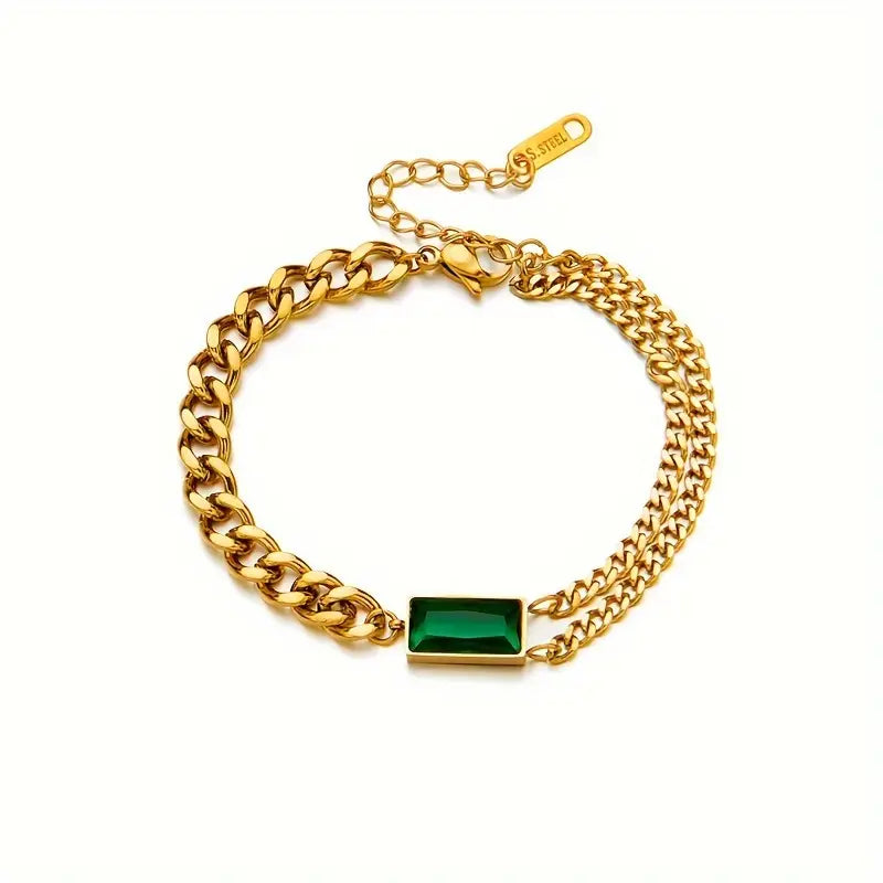 Gouden Smaragden Bar Schakelarmband