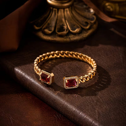 Veloria Robijnen Open Armband | Goud
