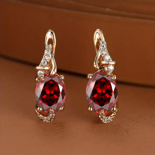 Crimson Twilight Druppel Oorbellen | Goud