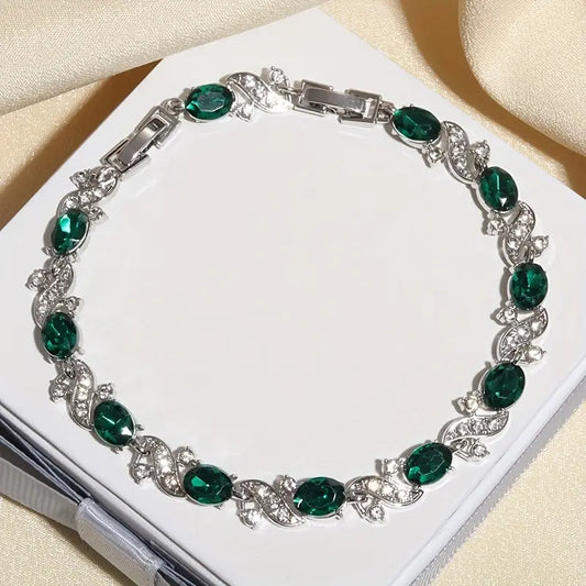 Zilveren Smaragden Vintage Schakel Armband