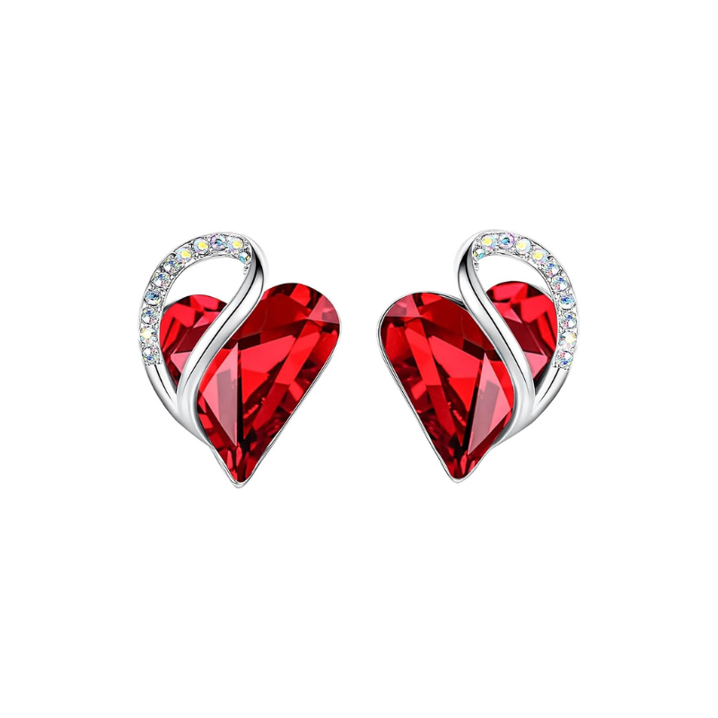 Infinity Hart Robijnen Stud Oorbellen | Witgoud