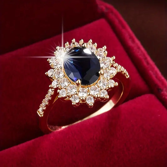 Gouden Saffieren Halo Ring