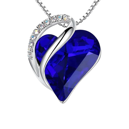 Zilveren Saffieren Hart Ketting