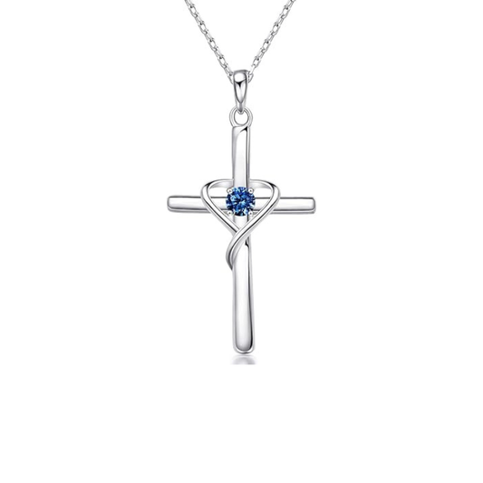Saffieren Kruis Ketting | Witgoud