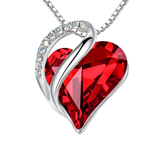 Infinity Hart Robijnen Ketting | Witgoud