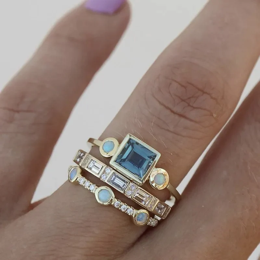 Gouden Gestapelde Geometrische Ring Set