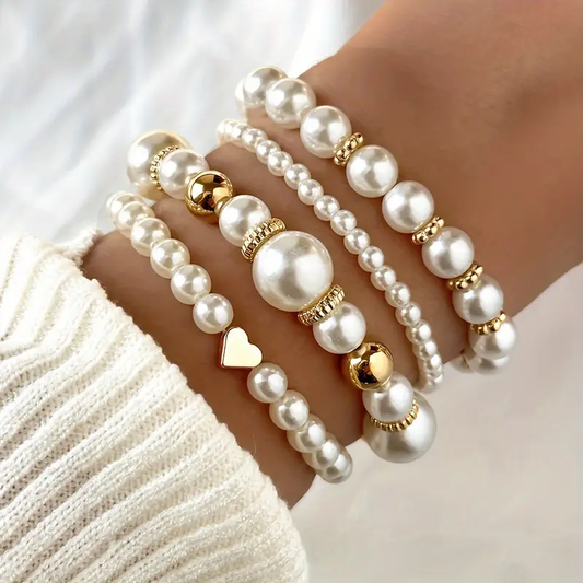 Gouden Parel Kralen Armband Set