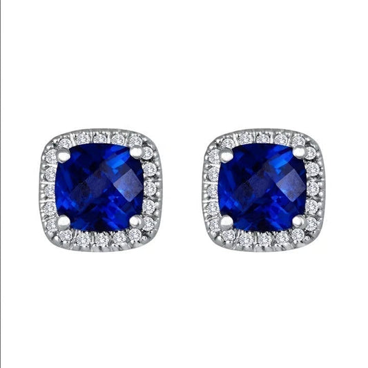 Saphir Vierkante Stud Oorbellen | Witgoud