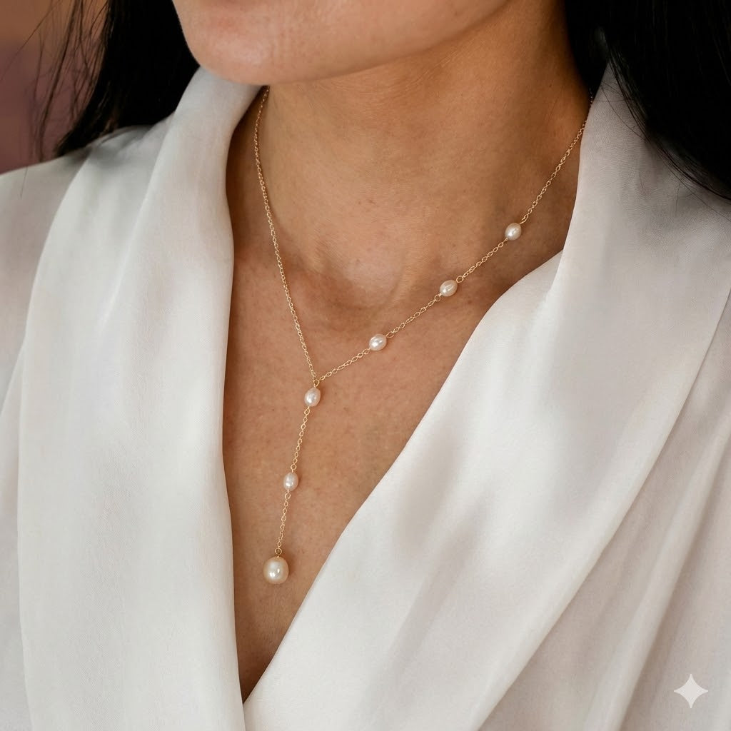 Cascading Parel Lariat Ketting